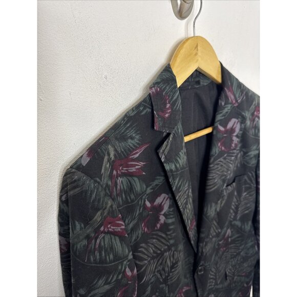 Le 31 Men 38 Blazer Sports Coat Green Fern Hibiscus Diner Jacket Stockholm Fit - Picture 3 of 6